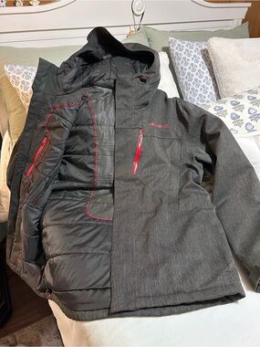 Merrell Men's Dark Gray Ski Jacket with Red Accents